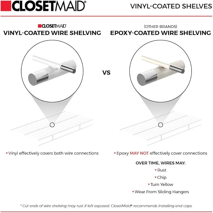 ClosetMaid ShelfTrack Wire Closet Organizer System, Adjustable from 5 to 8 Ft., with Shelves, Clothes Rods, Hardware, Durable