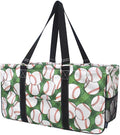 NGIL Extra Large Utility Tote Reusable Grocery Bag Oversized Collapsible for Groceries, Storage, Picnic, Beach (Baseball Field- Black)
