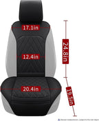 Sanwom Universal Front Leather Car Seat Covers Black 2 Pcs Luxury Seat Covers, Anti-Slip Waterproof Auto Driver Cushions Fit 