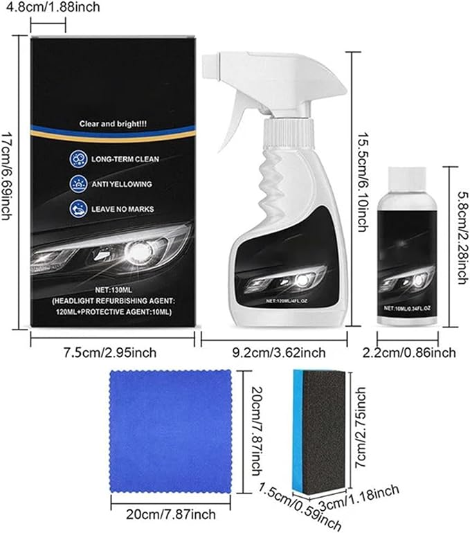 Headlight Cleaner, Headlight Restoration Kit, 2026 New Automotive Headlamp Restoration Fluid Kit for Superior Gloss & Protect