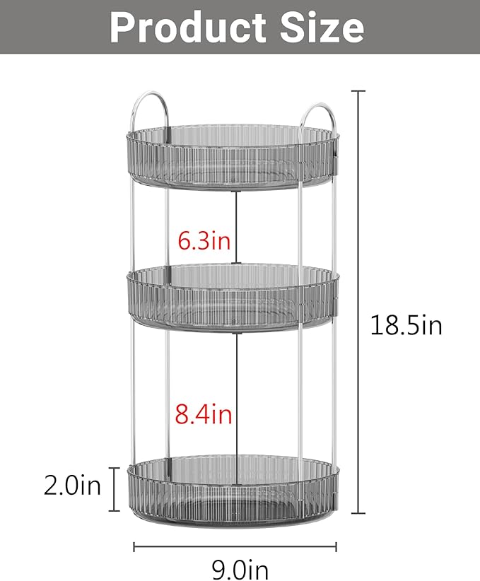 Asayuee 360 Rotating Makeup Organizer,3 Tier Large Capacity Make Up Organizers and Storage,Makeup Organizer for Bathroom,Cosm