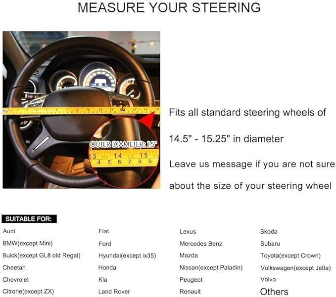 New Diamond Leather Steering Wheel Cover with Bling Bling Crystal Rhinestones, Universal Fit 15 Inch Car Wheel Protector for 