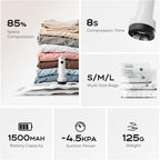Vacuum Bags for Clothing with Rechargeable Air Pump, 15 Pack Vacuum Seal Bags for Travel, Space Saver Bags for Luggage and Su