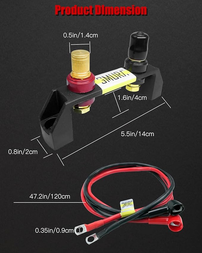 Battery Jump Post Kit, Waterproof Remote Battery Jumper Terminals W/Cable & Mounting Bracket, Heavy Duty Battery Charging Posts for UTV ATV Truck Trailer, Fit for Can Am X3 Polaris RZR 2 or 4 Seats