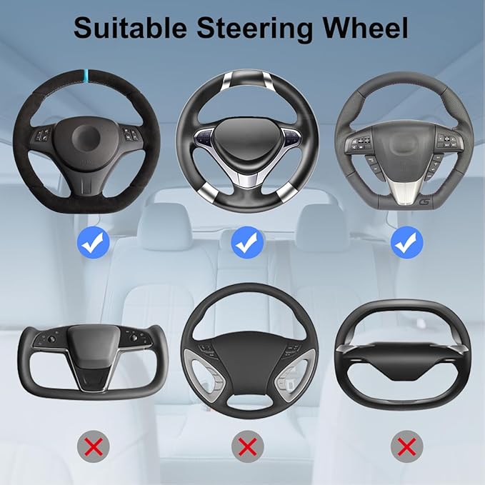 2 in 1 Large Steering Wheel Desk with Dual Slide-Out Trays, Steering Wheel Table Tray Fits for Most Cars, Adjustable Laptop Tray for Car