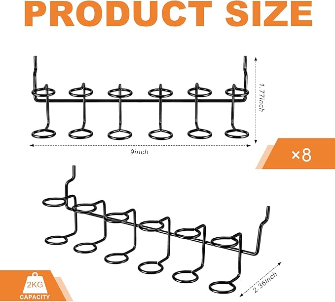 Ripeng 8 Pieces Pegboard Screwdriver Holders Peg Board Organizer Accessories Multi Ring Tool Holders Six Tool Organizer Racks