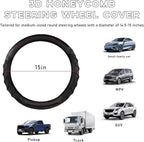 Yourkar Car Steering Wheel Cover, 15 Inch Leather Round Comfy Grip Steering Wheel Protector, Anti-Slip Steering Wheel Cover w