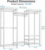 VIPEK V5 Medium Portable Closet Wardrobe Heavy Duty Clothes Rack, Freestanding Closet Metal Clothing Rack with 4 Hang Rods & 