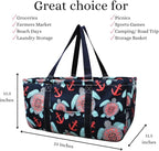 NGIL Extra Large Utility Tote Reusable Grocery Bag Oversized Collapsible for Groceries, Storage, Picnic, Beach (Sea Turtle Anchor Print-navy)