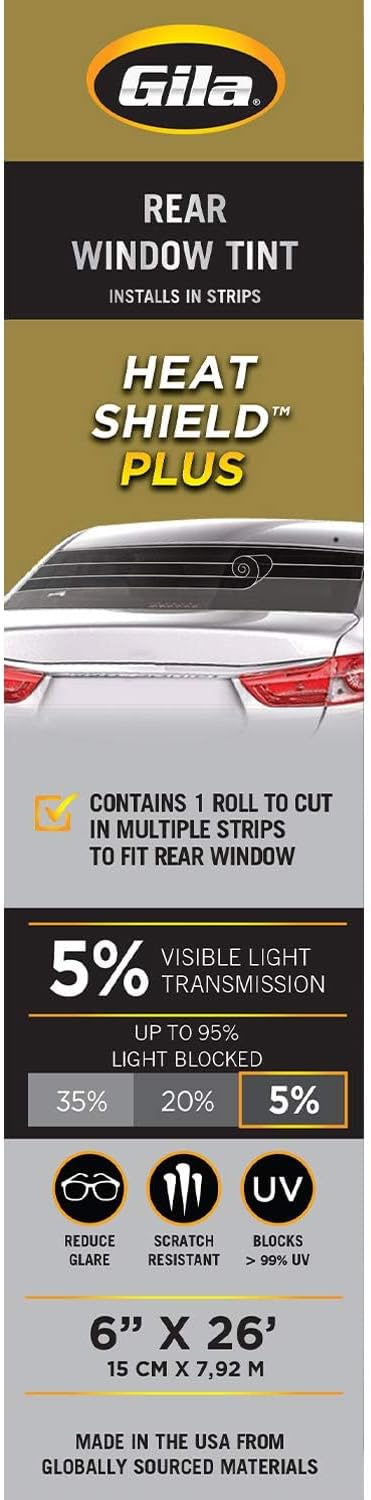 Gila Heat Shield Plus 5% VLT Rear Window Tint, 6in x 26ft