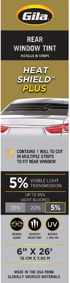 Gila Heat Shield Plus 5% VLT Rear Window Tint, 6in x 26ft