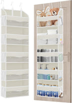 TAHAVICE 2 Pack Over The Door Storage Organizer with 5 Pockets 10 Mesh Pockets, 44 lbs Weight Capacity Door Hanging Organizer