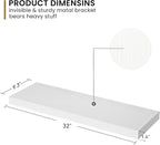 Fun Memories 32Inch Floating Shelves, 9.3Inch Deep Rustic Wall Shelves - Extra Deeper & Thicker Wall Mounted Storage Shelf fo