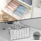 2 Packs Wardrobe Clothes Organizer, Foldable Closet Organizers Extra large 5 Grids Fabric Drawer Dividers with Double Handles