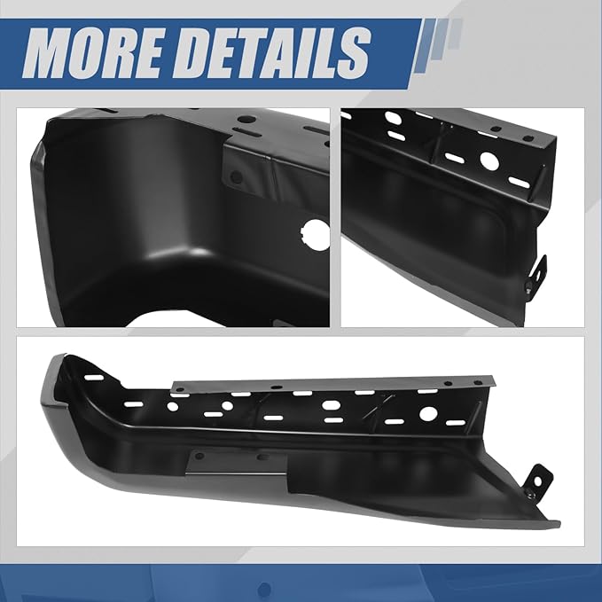Auto Dynasty Rear Bumper End Caps Cover Compatible with 2015-2020 Ford F-150, Passenger Right Side, with Parking Sensor Holes, Primered/Painted Black