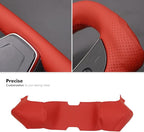 MEWANT Hand Stitched Red Leather Tesla Model S Yoke Steering Wheel Cover Wrap for Tesla Model S 2021-2023 / Model X 2021-2023 Tesla Yoke Steering Wheel Accessories