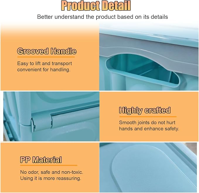 Car Trunk Organizer, Foldable Plastic Cargo Storage Box with Lid, Large Car Tool Container with Handles, Universal Automotive