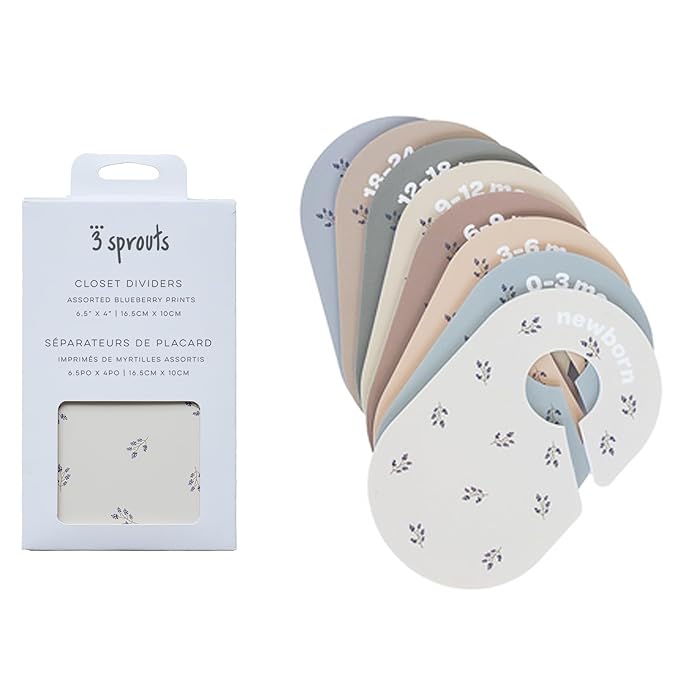 3 Sprouts Baby Closet Dividers 8-Piece Set Newborn to 2T - Double-Sided Organizer for Nursery Clothing Storage - Blueberry