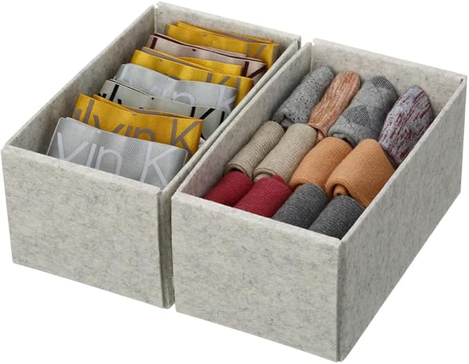 YBM HOME Clothes Drawer Organizer - Set of 2 Drawer Organizers for Bra, Underwear, Lingerie, Socks, Ties ETC - Foldable, Easy