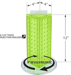 Azar Displays 700220-GRE-2C16 Four-Sided 4”W x 12” Revolving Pegboard Tower Kit Counter Display with 16-Pack of 2 inch Lockin