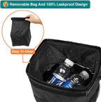 SUN CUBE Waterproof Car Trash Can with Lid, Mesh Pockets | Leakproof Car Garbage Can Hanging | Auto Trash Bin, Garbage Bag Organizer for Headrest, Console, Truck (Black)