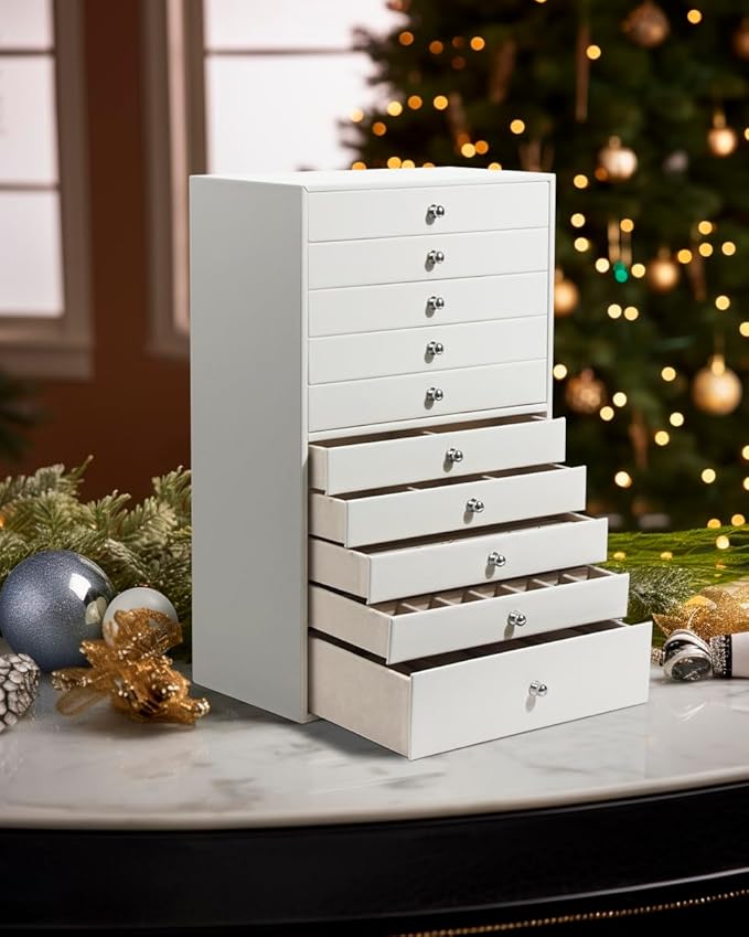 GUKA Large Jewelry Box, Jewelry Case with 10 Drawers for Big and Small Jewelry, Jewelry Storage Organizer for Watch Earrings 