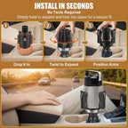 Cup Holder Expander for Car – Fits Most Vehicle Models, Extends Cup Holder Depth, Durable ABS Plastic (Black)