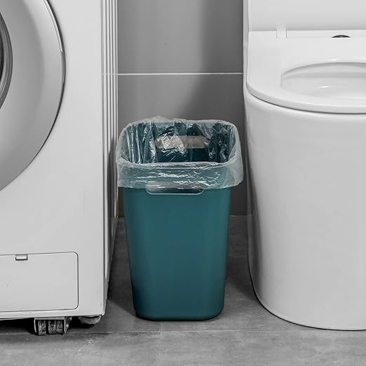 UUJOLY Plastic Small Trash Can Wastebasket, Garbage Container Basket for Bathrooms, Laundry Room, Kitchens, Offices, Kids Rooms, Dorms, 3.5 Gallon, Bluish Green, 3 Pack