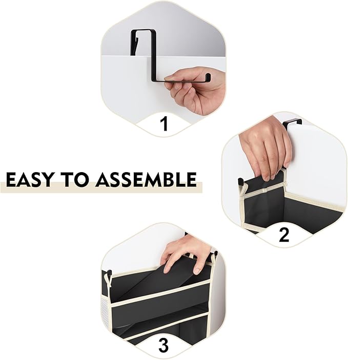Over The Door Hanging Organizer 5-Shelves and 10 Side Pockets, Over The Door Storage for Bathroom and Bedroom, Back of Door O