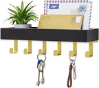 Key Holder Wall Mount Adhesive Magnetic - Hanging Key Hooks with Tray for Wallet House Accessories - Keys Hanger Rack with Sh