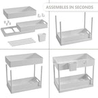 Under Sink Organizers and Storage, Bathroom Cabinet Organizer, Sink Shelf with Utility Hooks and Side Caddy for Under Cabinet