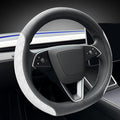 LKWLIKEI Leather Steering Wheel Cover. Elegant Diamond Checkered Design, Non-Slip and Breathable, for Tesla Model 3/Y Steerin