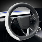 LKWLIKEI Leather Steering Wheel Cover. Elegant Diamond Checkered Design, Non-Slip and Breathable, for Tesla Model 3/Y Steerin