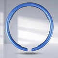 Car Steering Wheel Cover Carbon Fiber Snap On Steering Wheel Accessories Wrap 14.5-15 inch Universal Grip Anti-Skid Protector, Matte Blue