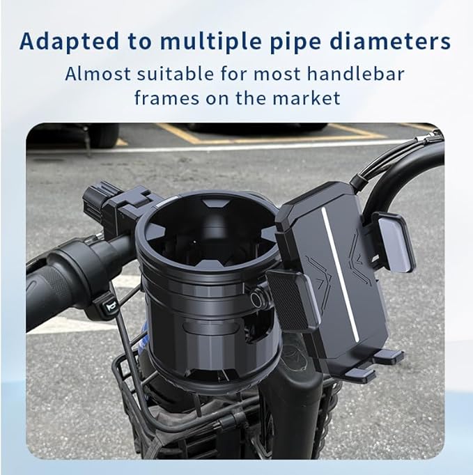 3-in-1 Stroller Cup Phone Holder Attachment, Universal Cup Holder with Adjustable Phone Mount, Double Cup Holder for Walker, 