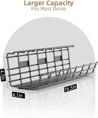 2 Pack DELAMU Under Desk Cable Management Tray, Large Metal Cord Organizer, Office & Home Cord Wire Management Under Desk She
