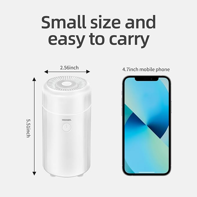100ML Car Diffuser Humidifier, Cool Mist Air Essential Oil Diffuser with 7-LED Color Changing, Suitable for Car