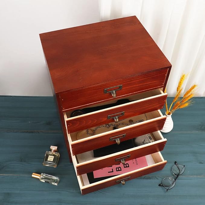 Large Wooden Drawer Rustic Desk Organizers and Accessories Wooden Storage Dox with Drawers Paper Storage Drawer Wood File Org