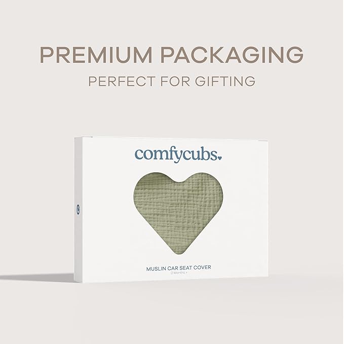 Comfy Cubs Baby Car Seat Cover - Soft, Breathable Bamboo Rayon and Muslin Cotton Blend - Lightweight Canopy for Sun, Bug, and