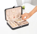 LANDICI Small Jewelry Box for Women Girls, PU Leather Travel Jewelry Case, Portable Jewelry Organizer Storage Holder Display 