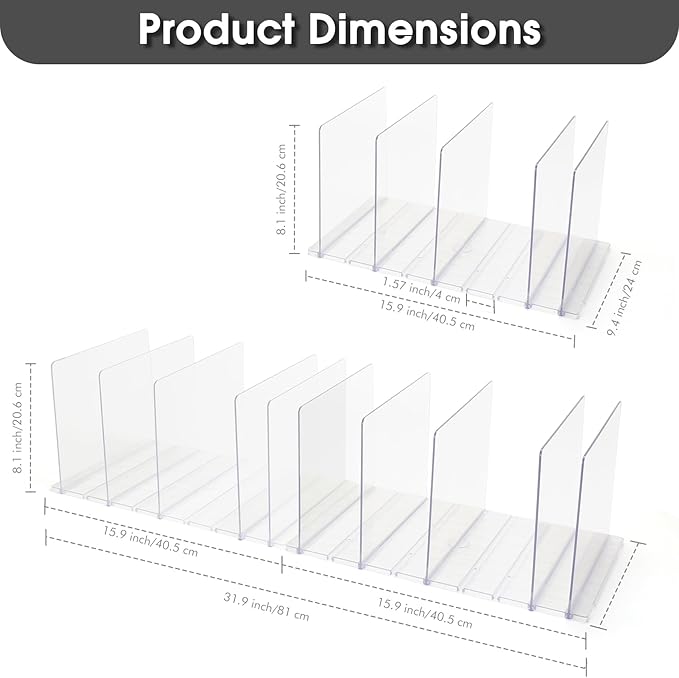 Purse Organizer for Closet, Clear Acrylic Clutch Bag Organizer, Adjustable Shelf Divider for Closet Organizers and Storage, D