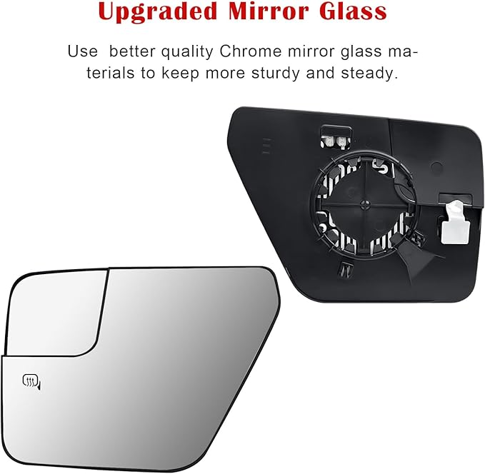 Driver Side Mirror Replacement for Ford F150 2022 2023, Left Exterior Side Rearview Mirrors Glass, with Backing Plate, Power 