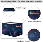 Nebula Galaxy Planet Storage Basket Collapsible Cloth Storage Cube Basket Bins Organizer with Handles Rectangular Large Toys 