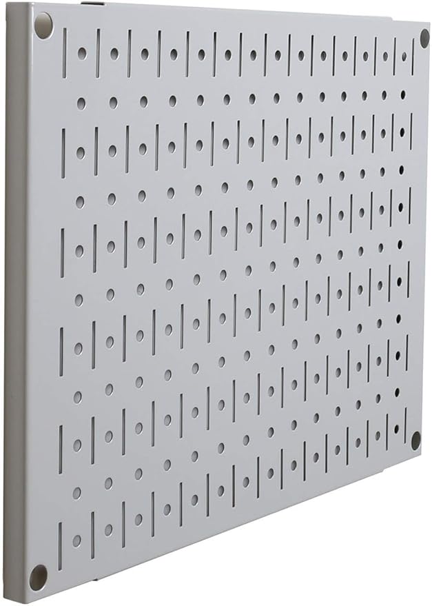 Wall Control Pegboard Wall Organizer Tiles Modular Grey Metal Pegboard Tiling Set - (4) 12-in Tall x 16-in Wide Gray Peg Boar