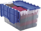 Akro-Mils KeepBox 12 Gallon Storage Container, Nesting and Stackable Plastic Storage Box with Lid Attached, Clear Tote for Ga