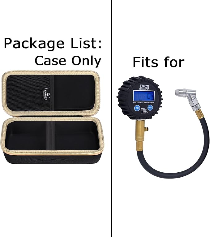 Hard Storage Case for Tire Pressure Gauge, Portable Oxford Cloth Storage Box - 100 PSI (Only Case) (Black & Gold)
