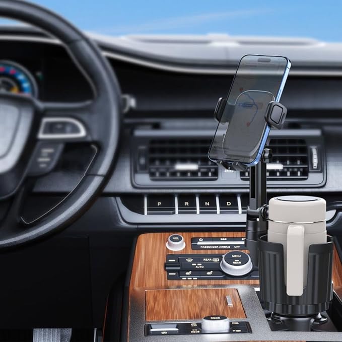 Cup Holder Phone Mount for Car, 2 in 1 Cell P Car Mount 360 Rotation Cup Holder Expander for Stanley 10-40oz Drink Bottles, M