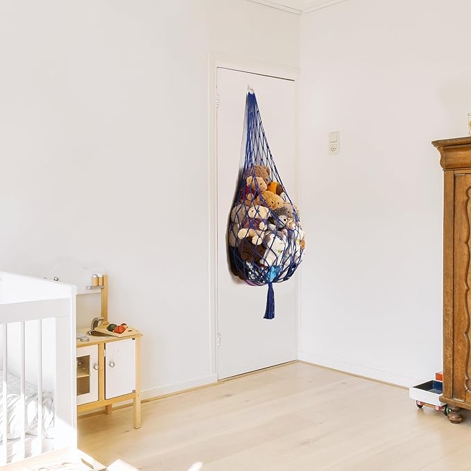 Amdermi Stuffed Animal Storage Toy Hammock Corner Hanging Net for Stuff Animal Storage Macrame Toy Display Plushie Toy Holder
