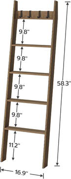 HOOBRO Blanket Ladder for Living Room and Bedroom, Standing Towel Rack, Decorative Ladder Shelf, Wall Leaning Farmhouse Blank