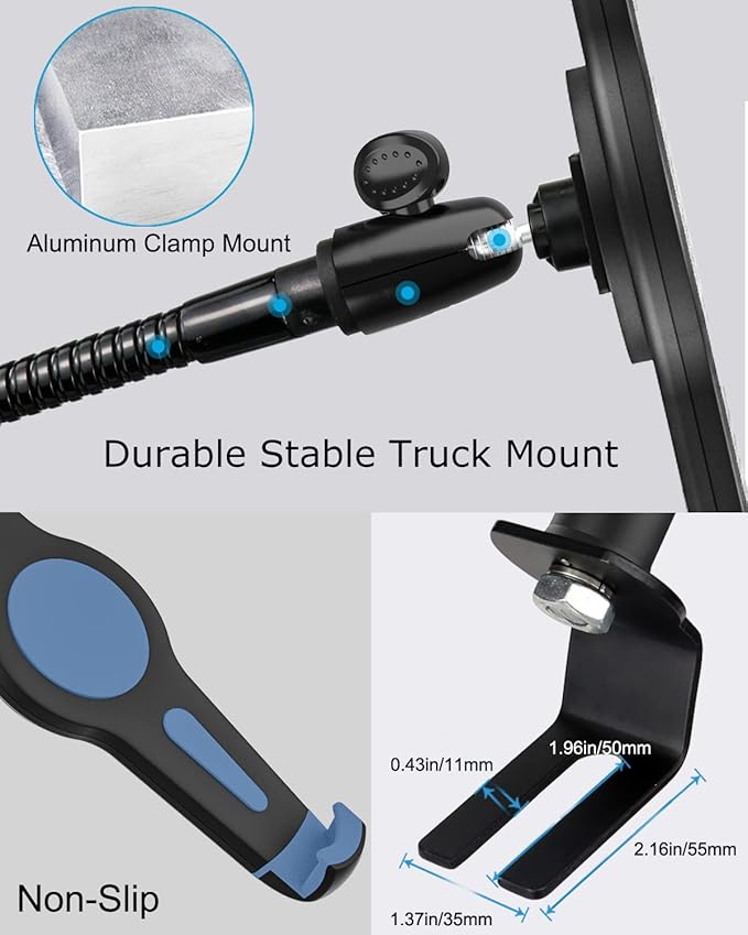 woleyi Gooseneck Car/Truck Seat Rail Large Tablet Mount, Heavy Duty Long Arm Tablet Holder for Car, Vehicle Floor Bolt Compatible with iPad Pro 13/Air, Galaxy Tabs, Surface Pro/Go, 9.5-14.5" Tablets